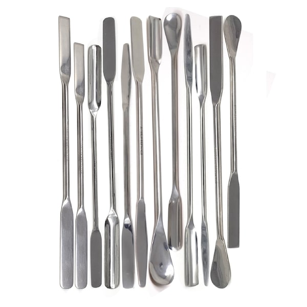 A2Z Scilab 12 Pcs Double Ended Lab Spatula Set, Stainless Steel